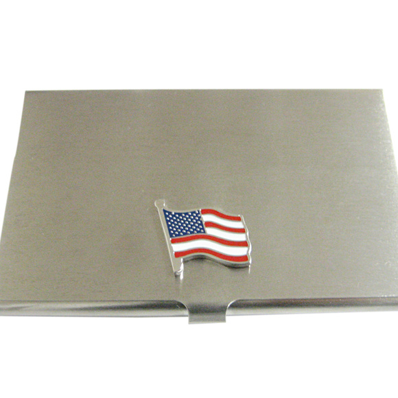 waving usa american flag business card holder american flag business card